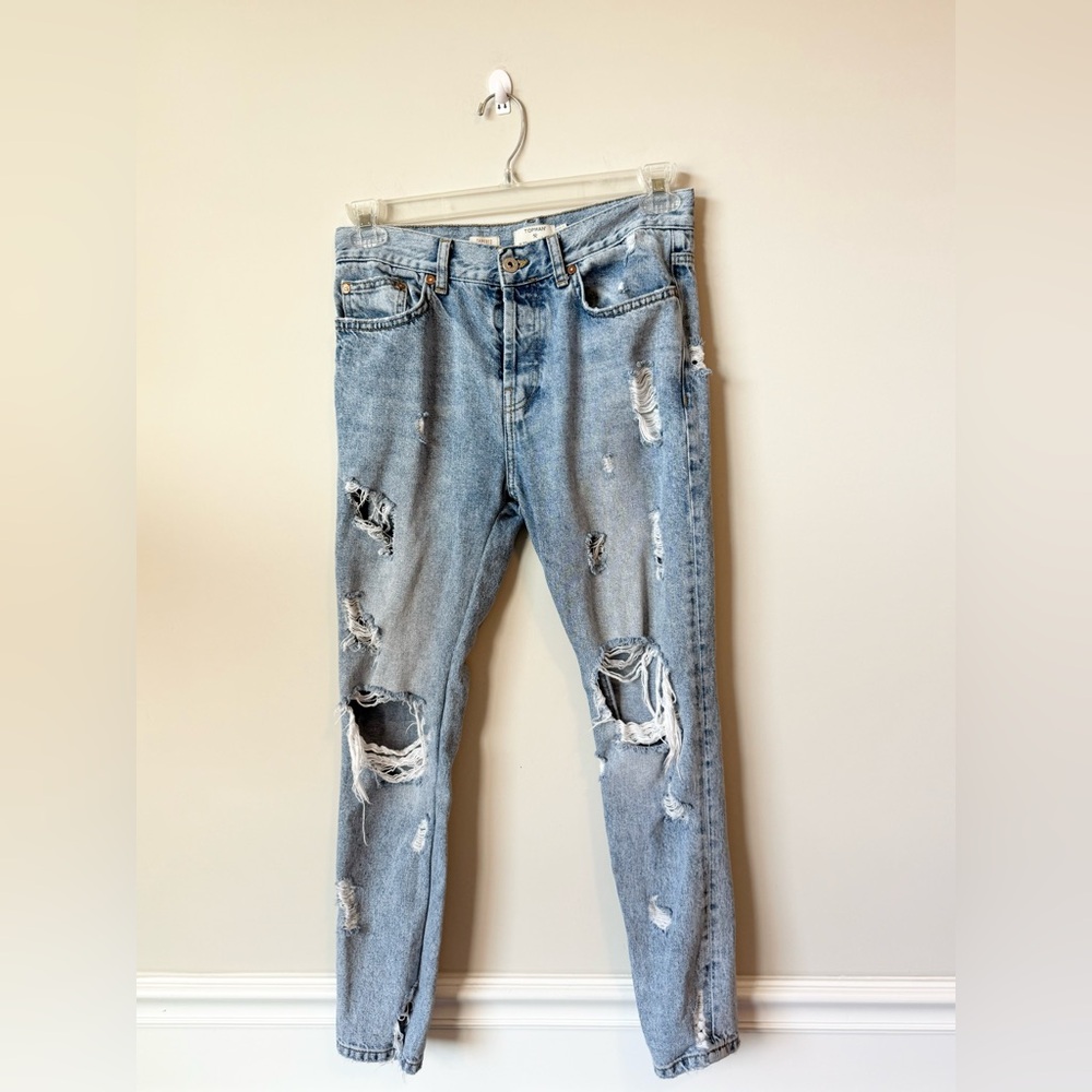 Topman Light Blue distressed Denim Jeans size 30